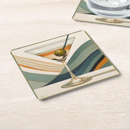 Moderner Martini Cocktail Hour Mitte des 20. Jahrh Rechteckiger Pappuntersetzer (angewinkelt)