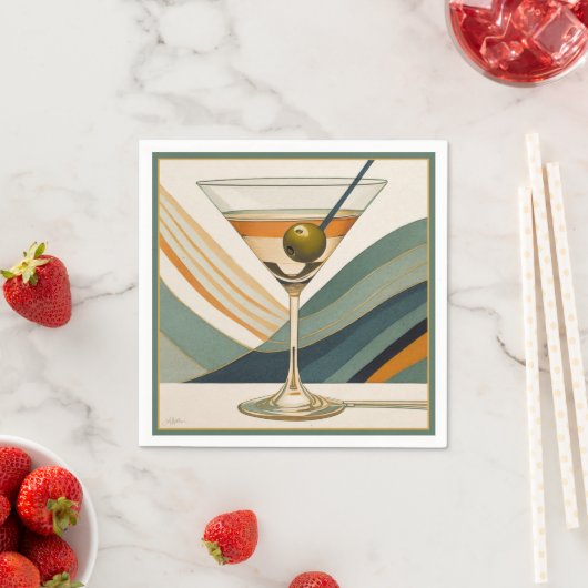 Moderner Martini Cocktail Hour Mitte des 20. Jahrh Serviette (Beispiel)