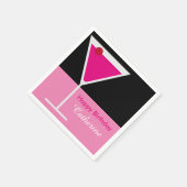 Moderner Martini-Cocktail Rosa Schwarz Custom Gebu Serviette (Ecke)