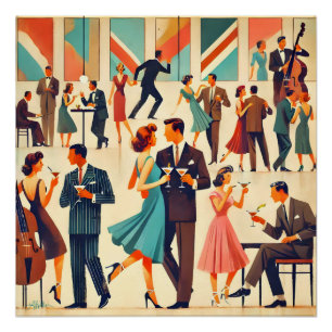 Moderner Martinis im Club Mitte des Jahrhunderts Poster