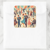 Moderner Martinis im Club Mitte des Jahrhunderts Quadratischer Aufkleber (Tasche)