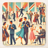 Moderner Martinis im Club Mitte des Jahrhunderts Rechteckiger Pappuntersetzer (Vorderseite)