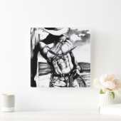 Moderner maskuliner Cowboy Quadratische Wanduhr (Zuhause)