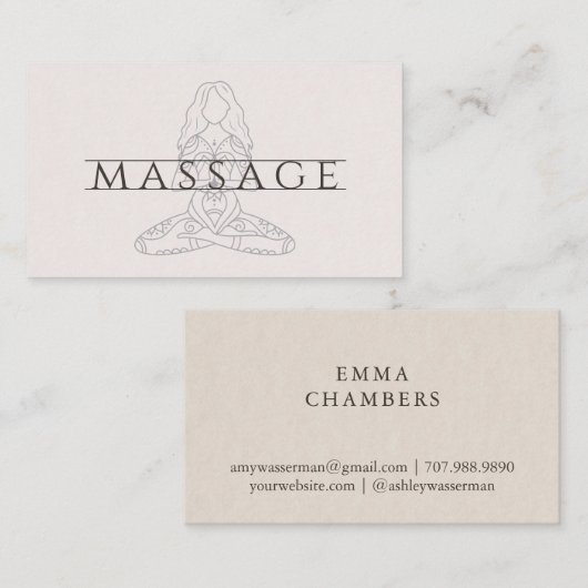 Moderner Massagetherapeut Lotus Pose Visitenkarte (Vorne/Hinten)