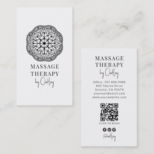 Moderner Massagetherapeut-Mandala Visitenkarte (Vorne/Hinten)