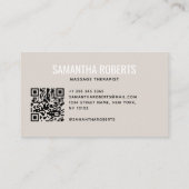 Moderner Masseur QR Code beige Visitenkarte (Rückseite)