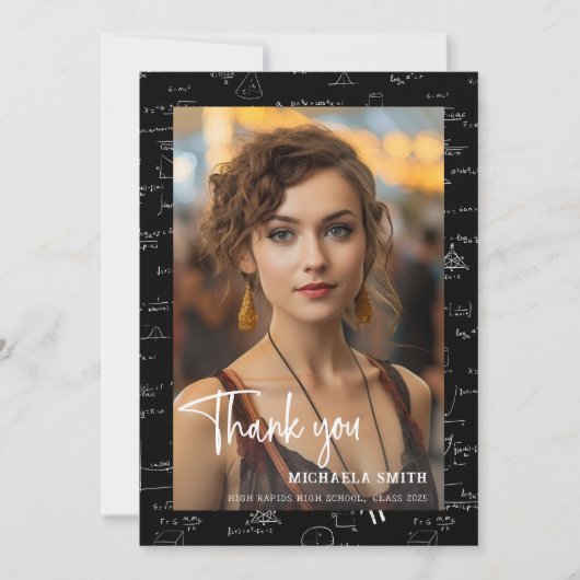 Moderner Mathematik Script Foto Abschluss Dankeskarte (Vorderseite)
