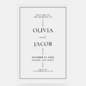 Moderner Mattierter Hochzeitsempfang Acrylschild (Vorderseite)