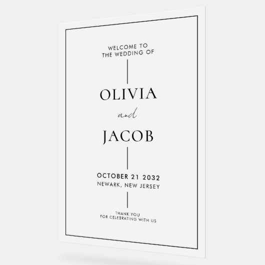 Moderner Mattierter Hochzeitsempfang Acrylschild (Winkel)