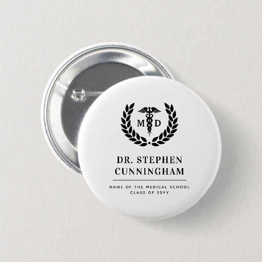 Moderner MD Doktor der Medicine Med School Abschlu Button (Vorne & Hinten)