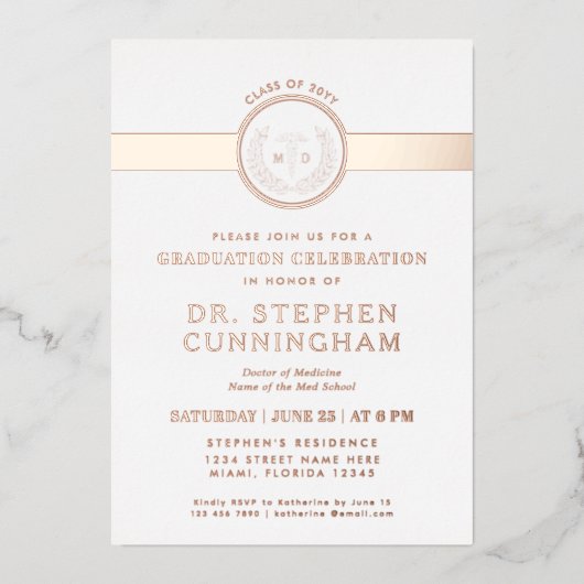 Moderner MD Doktor der Medicine Med School Abschlu Folieneinladung (Vorderseite)