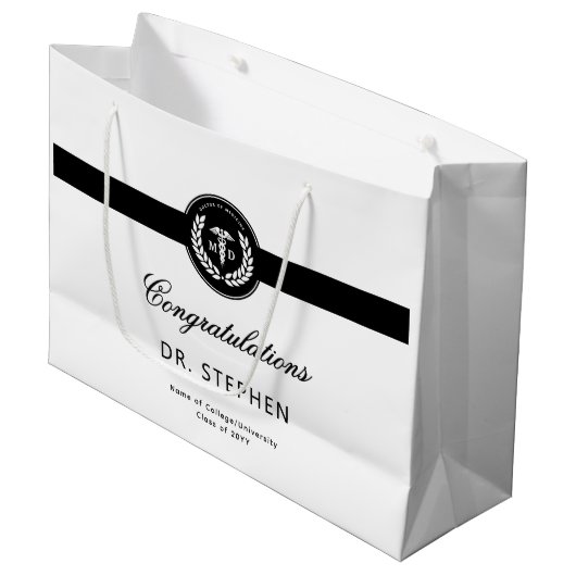 Moderner MD Doktor der Medicine Med School Abschlu Große Geschenktüte (Vorderseite Schrägansicht)