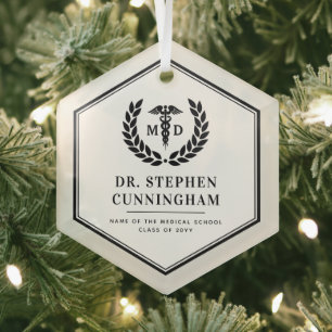 Moderner MD Doktor der Medicine Med School Abschlu Ornament Aus Glas