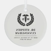 Moderner MD Doktor der Medicine Med School Abschlu Ornament Aus Glas (Rückseite)