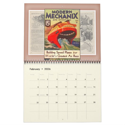Moderner Mechanix u. Erfindungs-Kalender Kalender (Feb 2026)