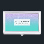 Moderner Meerjungfrau-Glitzer Türkis ombre Visitenkarten Etui<br><div class="desc">Stilvoll,  mädchenhaft,  Imitate lila Lavendel mermaid Glitzer ombre türkis Hintergrund.</div>