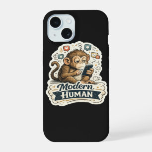 Moderner Mensch Lustiger Affe Smartphone Soziale M iPhone 15 Hülle