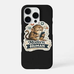 Moderner Mensch Lustiger Affe Smartphone Soziale M iPhone 16 Pro Hülle