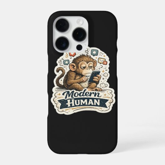 Moderner Mensch Lustiger Affe Smartphone Soziale M iPhone Hülle (Rückseite)