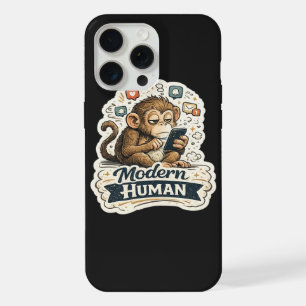 Moderner Mensch Lustiger Affe Smartphone Soziale M iPhone 15 Pro Max Hülle