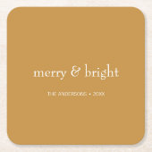 Moderner Merry & Bright Gold Weihnachtsurlaub Rechteckiger Pappuntersetzer (Vorderseite)