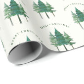 Moderner Merry Classic Wasserfarben Weihnachtsbaum Geschenkpapier (Rolleneckpunkt)