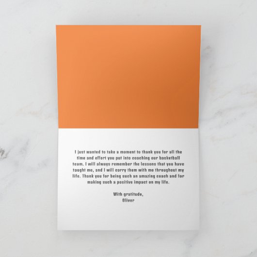 Moderner Metallic Ball Danke Coach Card (Innenseite)