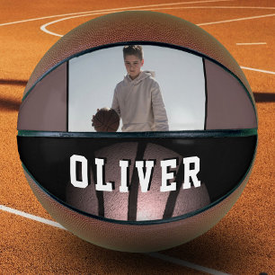 Moderner Metallischer Basketball Name Foto Basketb