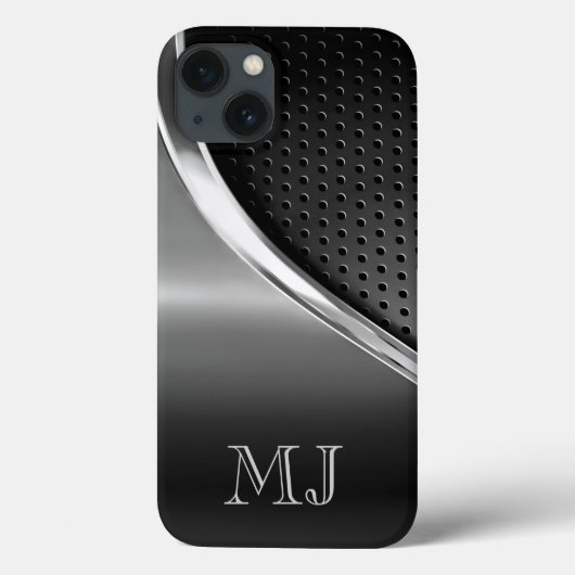 Moderner metallischer Blick mit Monogramm Case-Mate iPhone Hülle (Rückseite)