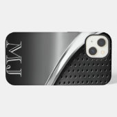 Moderner metallischer Blick mit Monogramm iPhone Hülle (Rückseite (Horizontal))