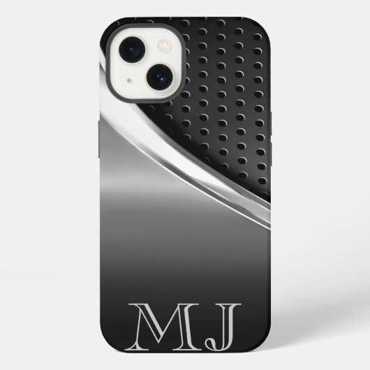 Moderner metallischer Blick mit Monogramm iPhone Hülle (Rückseite)