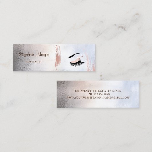 Moderner Metallischer Pinselstrich, Lashes Mini Visitenkarte (Vorne/Hinten)