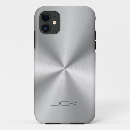 Moderner metallischer Silber-Grau-Stahllook Case-Mate iPhone Hülle (Rückseite)