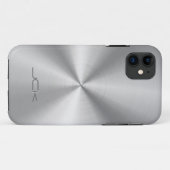 Moderner metallischer Silber-Grau-Stahllook Case-Mate iPhone Hülle (Rückseite (Horizontal))