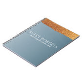 Moderner Metallischer Stahl Blaues goldenes Streif Notizblock (Linke Seite)