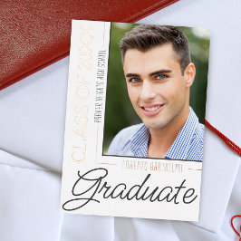 Moderner Minimal 1 Foto Rose Gold Abschluss Folieneinladung