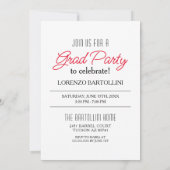 Moderner Minimal 1 Foto Roter und Weißer Abschluss Einladung (Rückseite)