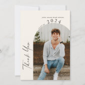 Moderner Minimal 2 Foto Beige Abschluss Dankeskarte (Vorderseite)