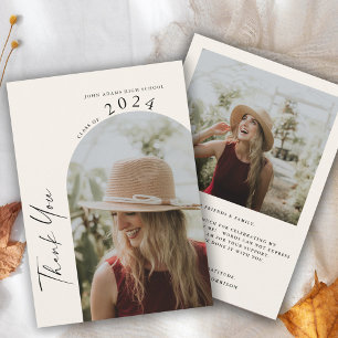 Moderner Minimal 2 Foto Beige Abschluss Dankeskarte