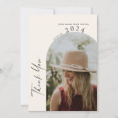 Moderner Minimal 2 Foto Beige Abschluss Dankeskarte (Vorderseite)