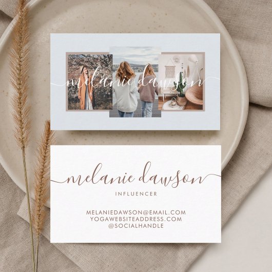 Moderner Minimal 3 Foto Sozialeinflüsse blass Visitenkarte