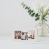 Moderner Minimal 3 Foto Sozialeinflussfaktor Tan Visitenkarte (Stehend Vorderseite)