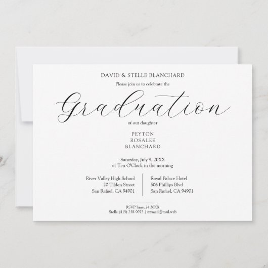 Moderner Minimal 3 Fotos Collage Abschluss Einladung (Rückseite)