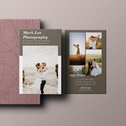 Moderner Minimal 4 FotoCollage Fotograf Visitenkarte