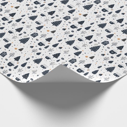 Moderner Minimal Black Neutral Weihnachtsfeiertag Geschenkpapier (Ecke)