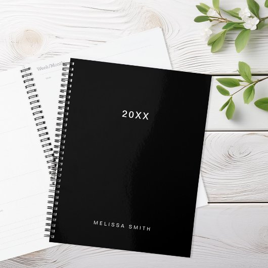 Moderner Minimal Black Planner Planer