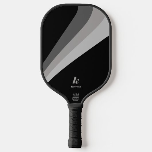 Moderner Minimal Black Wave Individuelle Name Pickleball Schläger (Rückseite)
