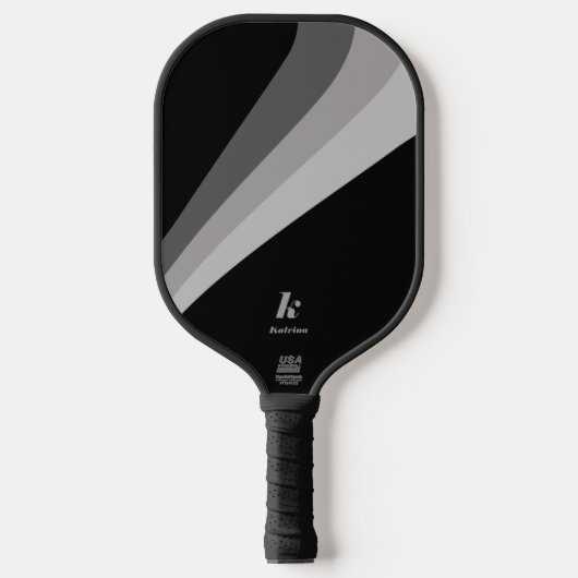 Moderner Minimal Black Wave Individuelle Name Pickleball Schläger (Vorderseite)