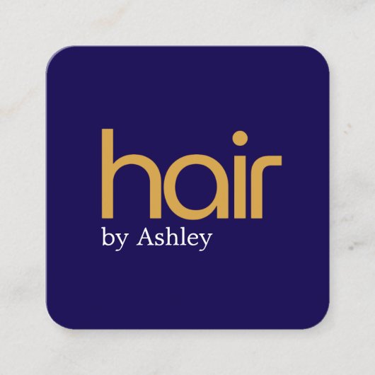 Moderner Minimal Blue Yellow Bold Fair Salon Quadratische Visitenkarte (Vorderseite)