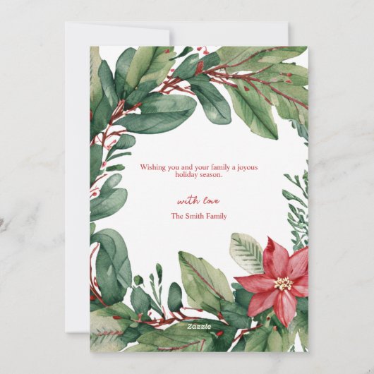 Moderner Minimal Blumenreath Frohe Weihnachten (Rückseite)